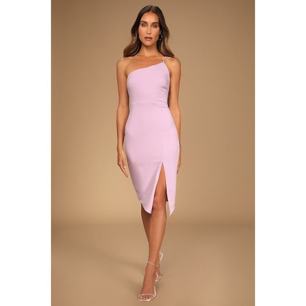 Lulus Happiest Hour Lilac Asymmetrical Bodycon Mini Dress Purple - Size L